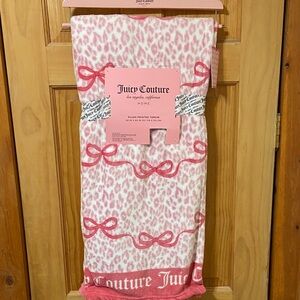 Juicy Couture Pink and White with Biws Leopard Print Throw
